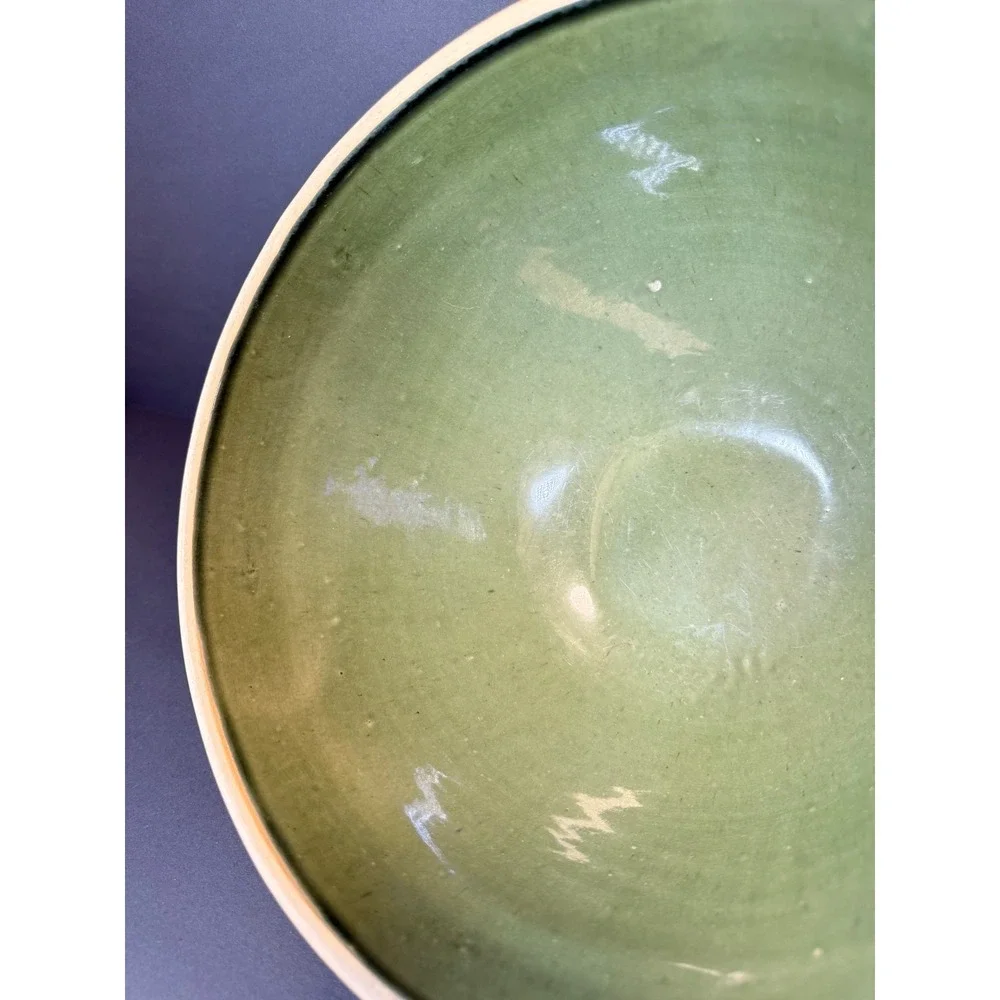 Vintage Green Glazed McCoy Sunburst Stoneware Mixing Bowl Farmhouse Cottagecore